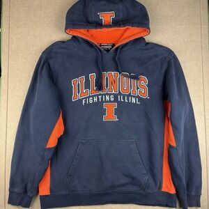 Colosseum Hoodie Mens XL Blue Orange Illinois NCAA Pullover Fighting Illini‎